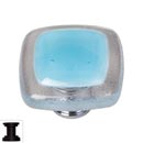 Sietto [K-702-ORB] Handmade Glass Cabinet Knob - Reflective - Light Aqua - Oil Rubbed Bronze Base - 1 1/4&quot; Sq.