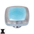 Sietto [K-702-ORB] Handmade Glass Cabinet Knob - Reflective - Light Aqua - Oil Rubbed Bronze Base - 1 1/4" Sq.