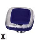 Sietto [K-707-PC] Handmade Glass Cabinet Knob - Reflective - Deep Cobalt - Polished Chrome Base - 1 1/4" Sq.