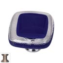 Sietto [K-707-SN] Handmade Glass Cabinet Knob - Reflective - Deep Cobalt - Satin Nickel Base - 1 1/4" Sq.