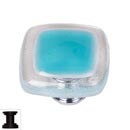 Sietto [K-708-ORB] Handmade Glass Cabinet Knob - Reflective - Aqua - Oil Rubbed Bronze Base - 1 1/4" Sq.