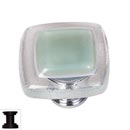 Sietto [K-712-ORB] Handmade Glass Cabinet Knob - Reflective - Spruce Green - Oil Rubbed Bronze Base - 1 1/4&quot; Sq.