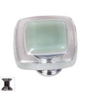 Sietto [K-712-PC] Handmade Glass Cabinet Knob - Reflective - Spruce Green - Polished Chrome Base - 1 1/4" Sq.