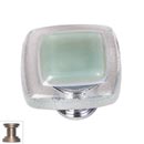 Sietto [K-712-SN] Handmade Glass Cabinet Knob - Reflective - Spruce Green - Satin Nickel Base - 1 1/4" Sq.