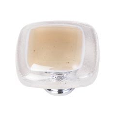 Sietto [K-714-SN] Handmade Glass Cabinet Knob - Reflective - Sesame - Satin Nickel Base - 1 1/4&quot; Sq.