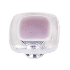 Sietto [K-718-PC] Handmade Glass Cabinet Knob - Reflective - Purple - Polished Chrome Base - 1 1/4&quot; Sq.