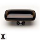 Sietto [LK-101-PC] Handmade Glass Cabinet Knob - Stratum - Long - Woodland Brown &amp; Black - Polished Chrome Base - 2&quot; L x 1&quot; W