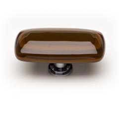 Sietto [LK-102-ORB] Handmade Glass Cabinet Knob - Stratum - Long - Woodland Brown &amp; Umber Brown - Oil Rubbed Bronze Base - 2" L x 1" W