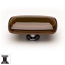 Sietto [LK-102-PC] Handmade Glass Cabinet Knob - Stratum - Long - Woodland Brown &amp; Umber Brown - Polished Chrome Base - 2&quot; L x 1&quot; W