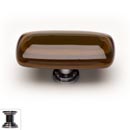 Sietto [LK-102-PC] Handmade Glass Cabinet Knob - Stratum - Long - Woodland Brown & Umber Brown - Polished Chrome Base - 2" L x 1" W