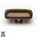 Sietto [LK-102-SN] Handmade Glass Cabinet Knob - Stratum - Long - Woodland Brown &amp; Umber Brown - Satin Nickel Base - 2&quot; L x 1&quot; W