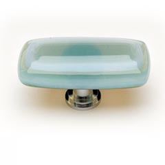 Sietto [LK-103-ORB] Handmade Glass Cabinet Knob - Stratum - Long - Spruce Green - Oil Rubbed Bronze Base - 2&quot; L x 1&quot; W