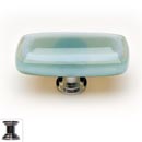 Sietto [LK-103-PC] Handmade Glass Cabinet Knob - Stratum - Long - Spruce Green - Polished Chrome Base - 2" L x 1" W