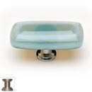 Sietto [LK-103-SN] Handmade Glass Cabinet Knob - Stratum - Long - Spruce Green - Satin Nickel Base - 2&quot; L x 1&quot; W