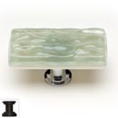 Sietto [LK-201-ORB] Handmade Glass Cabinet Knob - Glacier - Long - Spruce Green - Oil Rubbed Bronze Base - 2" L x 1" W