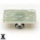 Sietto [LK-201-PC] Handmade Glass Cabinet Knob - Glacier - Long - Spruce Green - Polished Chrome Base - 2" L x 1" W