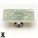 Sietto [LK-201-PC] Handmade Glass Cabinet Knob - Glacier - Long - Spruce Green - Polished Chrome Base - 2&quot; L x 1&quot; W