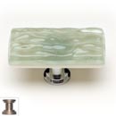 Sietto [LK-201-SN] Handmade Glass Cabinet Knob - Glacier - Long - Spruce Green - Satin Nickel Base - 2" L x 1" W