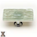 Sietto [LK-201-SN] Handmade Glass Cabinet Knob - Glacier - Long - Spruce Green - Satin Nickel Base - 2&quot; L x 1&quot; W