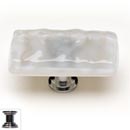 Sietto [LK-204-PC] Handmade Glass Cabinet Knob - Glacier - Long - Blue-Grey - Polished Chrome Base - 2&quot; L x 1&quot; W