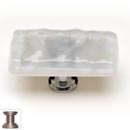 Sietto [LK-204-SN] Handmade Glass Cabinet Knob - Glacier - Long - Blue-Grey - Satin Nickel Base - 2" L x 1" W