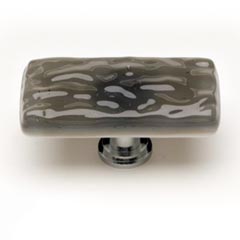 Sietto [LK-206-ORB] Handmade Glass Cabinet Knob - Glacier - Long - Silver Grey - Oil Rubbed Bronze Base - 2" L x 1" W
