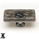 Sietto [LK-206-PC] Handmade Glass Cabinet Knob - Glacier - Long - Silver Grey - Polished Chrome Base - 2&quot; L x 1&quot; W