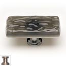 Sietto [LK-206-SN] Handmade Glass Cabinet Knob - Glacier - Long - Silver Grey - Satin Nickel Base - 2&quot; L x 1&quot; W