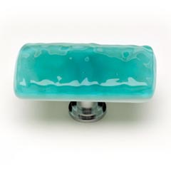 Sietto [LK-207-ORB] Handmade Glass Cabinet Knob - Glacier - Long - Aqua - Oil Rubbed Bronze Base - 2&quot; L x 1&quot; W