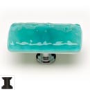 Sietto [LK-207-ORB] Handmade Glass Cabinet Knob - Glacier - Long - Aqua - Oil Rubbed Bronze Base - 2" L x 1" W