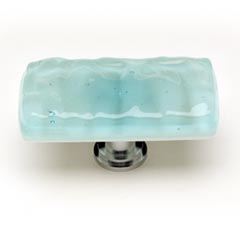 Sietto [LK-208-ORB] Handmade Glass Cabinet Knob - Glacier - Long - Light Aqua - Oil Rubbed Bronze Base - 2" L x 1" W