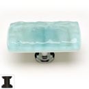 Sietto [LK-208-ORB] Handmade Glass Cabinet Knob - Glacier - Long - Light Aqua - Oil Rubbed Bronze Base - 2" L x 1" W