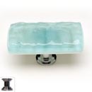 Sietto [LK-208-PC] Handmade Glass Cabinet Knob - Glacier - Long - Light Aqua - Polished Chrome Base - 2&quot; L x 1&quot; W