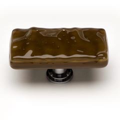 Sietto [LK-209-ORB] Handmade Glass Cabinet Knob - Glacier - Long - Woodland Brown - Oil Rubbed Bronze Base - 2" L x 1" W
