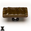 Sietto [LK-209-ORB] Handmade Glass Cabinet Knob - Glacier - Long - Woodland Brown - Oil Rubbed Bronze Base - 2&quot; L x 1&quot; W