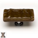 Sietto [LK-209-SN] Handmade Glass Cabinet Knob - Glacier - Long - Woodland Brown - Satin Nickel Base - 2&quot; L x 1&quot; W