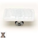 Sietto [LK-212-SN] Handmade Glass Cabinet Knob - Glacier - Long - White - Satin Nickel Base - 2&quot; L x 1&quot; W