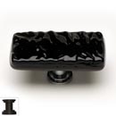 Sietto [LK-213-ORB] Handmade Glass Cabinet Knob - Glacier - Long - Black - Oil Rubbed Bronze Base - 2" L x 1" W