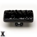 Sietto [LK-213-PC] Handmade Glass Cabinet Knob - Glacier - Long - Black - Polished Chrome Base - 2&quot; L x 1&quot; W