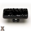 Sietto [LK-213-SN] Handmade Glass Cabinet Knob - Glacier - Long - Black - Satin Nickel Base - 2&quot; L x 1&quot; W