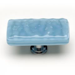 Sietto [LK-215-ORB] Handmade Glass Cabinet Knob - Glacier - Long - Powder Blue - Oil Rubbed Bronze Base - 2" L x 1" W