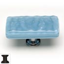 Sietto [LK-215-ORB] Handmade Glass Cabinet Knob - Glacier - Long - Powder Blue - Oil Rubbed Bronze Base - 2" L x 1" W