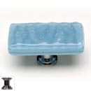 Sietto [LK-215-PC] Handmade Glass Cabinet Knob - Glacier - Long - Powder Blue - Polished Chrome Base - 2" L x 1" W