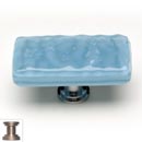 Sietto [LK-215-SN] Handmade Glass Cabinet Knob - Glacier - Long - Powder Blue - Satin Nickel Base - 2" L x 1" W