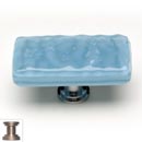 Sietto [LK-215-SN] Handmade Glass Cabinet Knob - Glacier - Long - Powder Blue - Satin Nickel Base - 2&quot; L x 1&quot; W