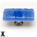 Sietto [LK-219-PC] Handmade Glass Cabinet Knob - Glacier - Long - Sky Blue - Polished Chrome Base - 2&quot; L x 1&quot; W