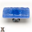 Sietto [LK-219-SN] Handmade Glass Cabinet Knob - Glacier - Long - Sky Blue - Satin Nickel Base - 2" L x 1" W