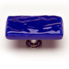 Sietto [LK-221-ORB] Handmade Glass Cabinet Knob - Glacier - Long - Satin Nickel - Oil Rubbed Bronze Base - 2" L x 1" W