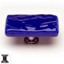 Sietto [LK-221-PC] Handmade Glass Cabinet Knob - Glacier - Long - Deep Cobalt - Polished Chrome Base - 2" L x 1" W