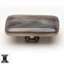 Sietto [LK-305-PC] Handmade Glass Cabinet Knob - Cirrus - Long - White w/ Brown - Polished Chrome Base - 2" L x 1" W